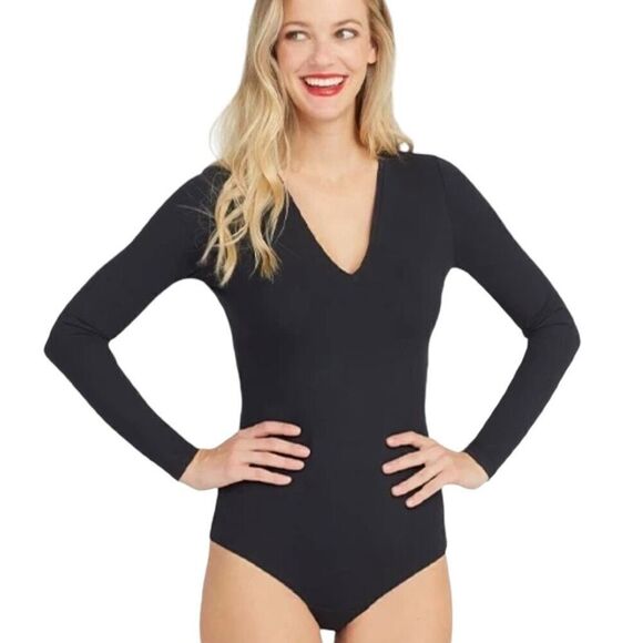 SPANX Tops - SPANX Suit Yourself Long Sleeve Thong Bodysuit
